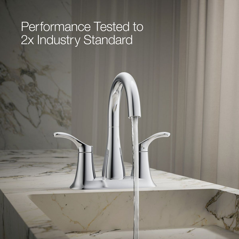 Simplice Centerset Bathroom Sink Faucet, 1.0 Gpm, Silver, 1 GPM