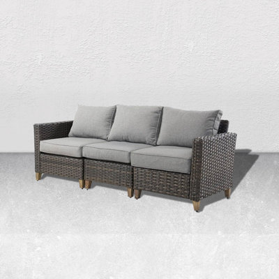 Girtie 77 " W Straight Wicker Patio Sofa with Cushions