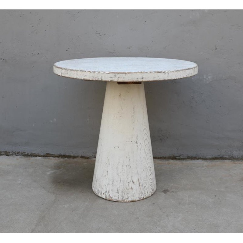 Solid Wood End Table, Off White