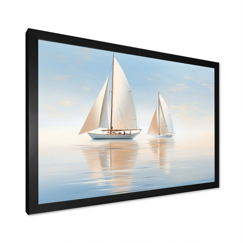 Sailboat Harmonious Tides I - Sailing Boat Wall Art Prints, H 12 po x l 20 po x P 1 po, Cadre simple noir