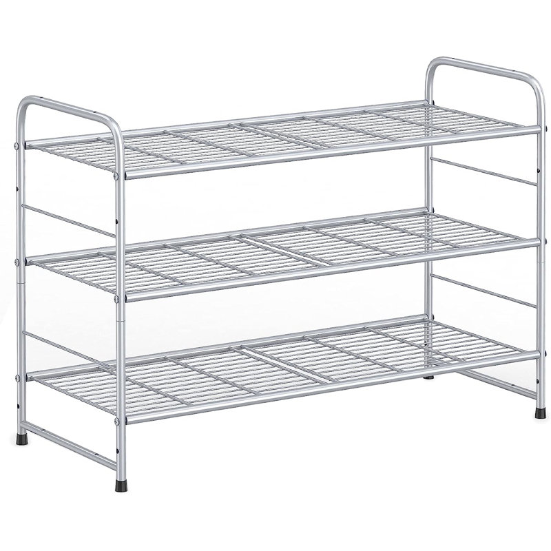 9 Pair Stackable Shoe Rack, Silver