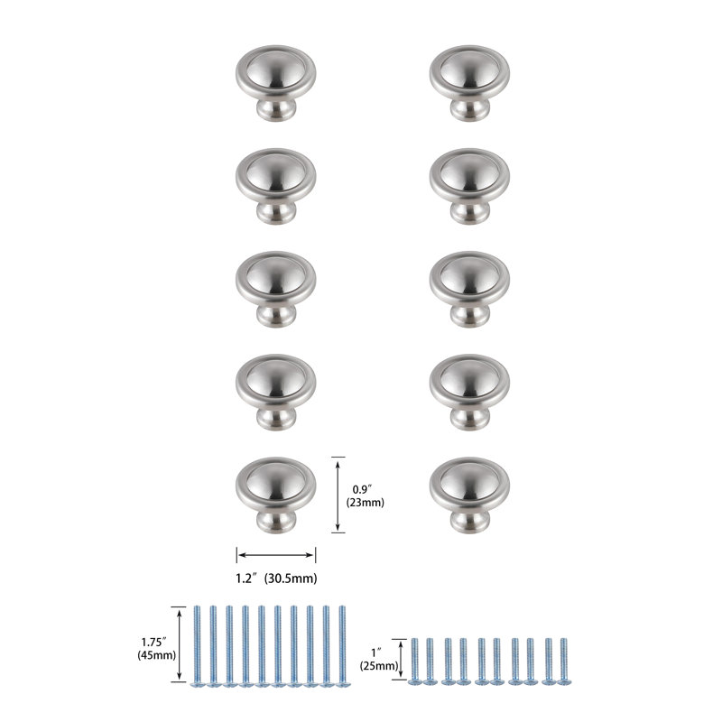 Cirus 1.2" Diameter Mushroom Knob, Brushed Nickel