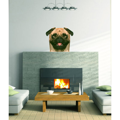 Décalcomanie murale chien carlin polygonale