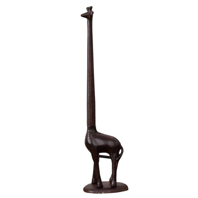 Cast Iron Giraffe Paper Holder Decorative Bathroom Toilet Paper Holder Stand 3.25 X 17.5 X 4.25 Inches (Brown)