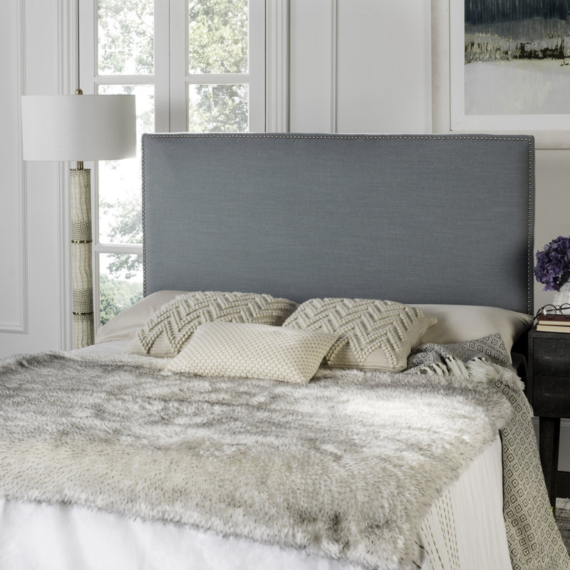 Tête de lit tapissier Farringdon, Double, Bleu ciel, Polyester