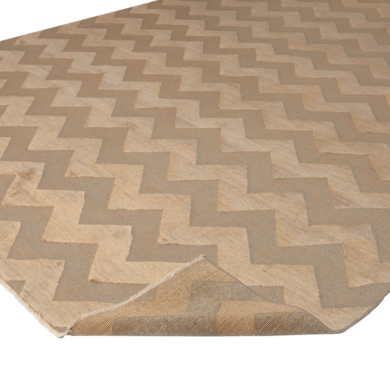 Beige Modern Wool Rug - 10' x 14'3"