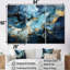 «Blue and Gold Abstract Hurricane I - Storms», ensemble d'art mural sur toile-1591301390-1591301386