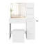 Coiffeuse de 87 cm de large avec station de recharge et 5 tiroirs, table de maquillage blanche avec rangement pour chambre à coucher