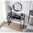 39" Mirrored Makeup Vanity Table with Stainless Steel Base, Mirrored Console Dressing Table with 2 Drawers,Versatile Desk for Bedroom and Office, Grey-1641729178