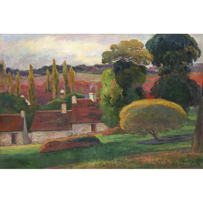 «Klarel A Farm In Brittany on Canvas» par Paul Gauguin, reproduction, H 24 po x l 36 po