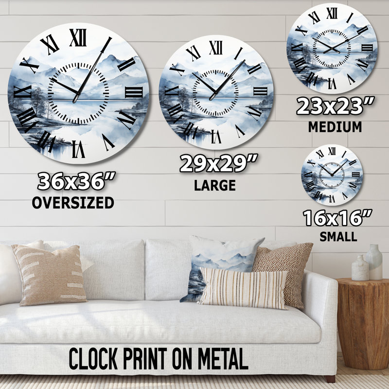 Horloge murale grise et bleue, Grand