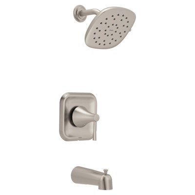 Ensemble de garniture de douche en nickel brossé avec pomme de douche, poignée et bec de baignoire Moen Ronan