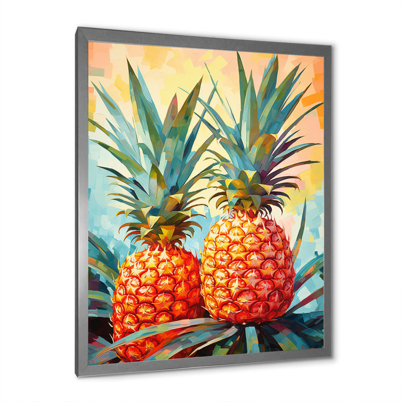Sérénade ensoleillée à l'ananas, Cadre photo argenté, H 32 po x l 24 po x P 1 po