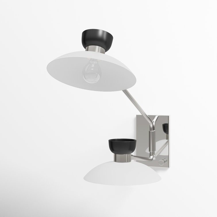 Viera 2 Light Glass Steel Dimmable Plug-in Swing Arm Sconce