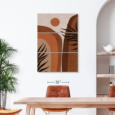 Feuille de montagne abstraite terre cuite sur toile 3 pièces par Jennifer T Print