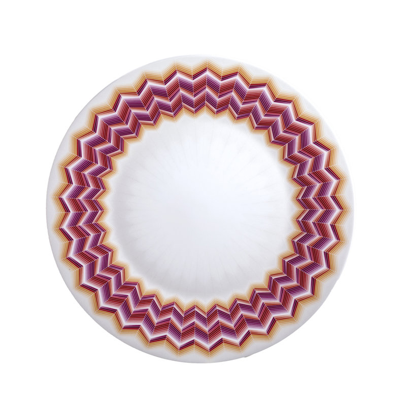 Zig Zag Bone China Dinner Plate, Red