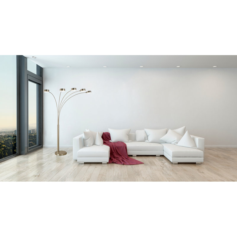 Artiva 88" Brushed Steel Adjustable Multi-Head Arc Floor Lamp