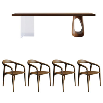 4 - Person Solid Wood Top Double Pedestal Dining Set