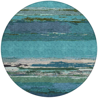 Tapis rond bleu 8 po