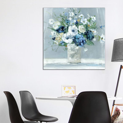 Be Happy Blue by Sally Swatland - Wrapped Canvas Painting