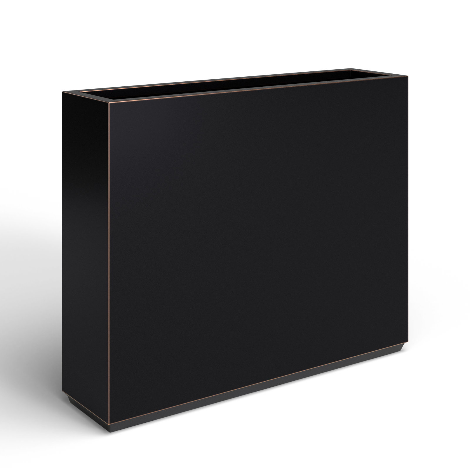 Tormund Metal Planter Box, 30" H x 38" W x 9.8" D, Black/Gold Edge