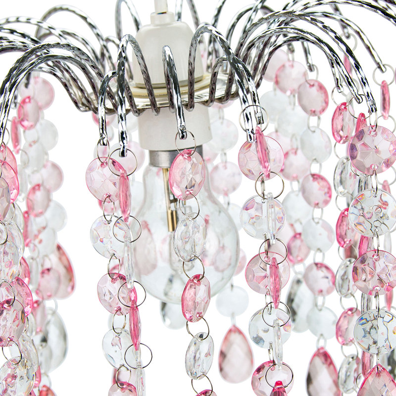 Contemporary Pendant Shade with Acrylic Droplets, Pink