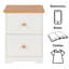 Caeli 2 Drawer Compact Bedside Table, Soft White Painted Finish with Oak Effect Top
