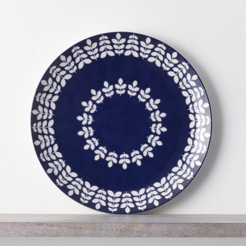 Blue and White Ceramic Round Platter Dish