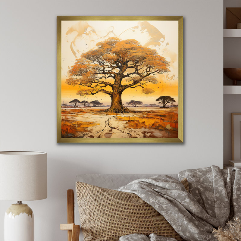 Arbre sauvage d'Afrique, art mural 1, Or, H 16 po x l 16 po