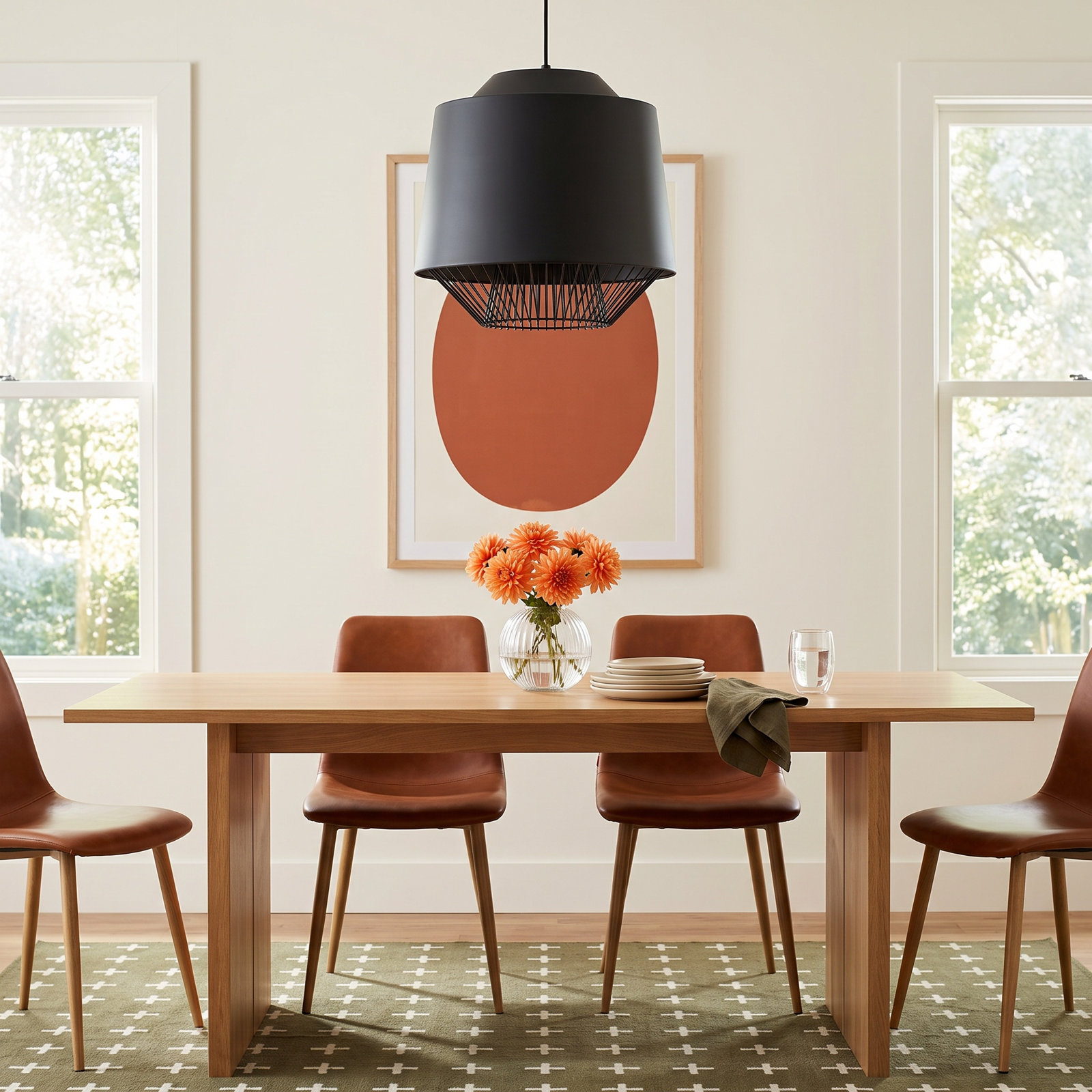 Cici Single Light Pendant, Black / Gold