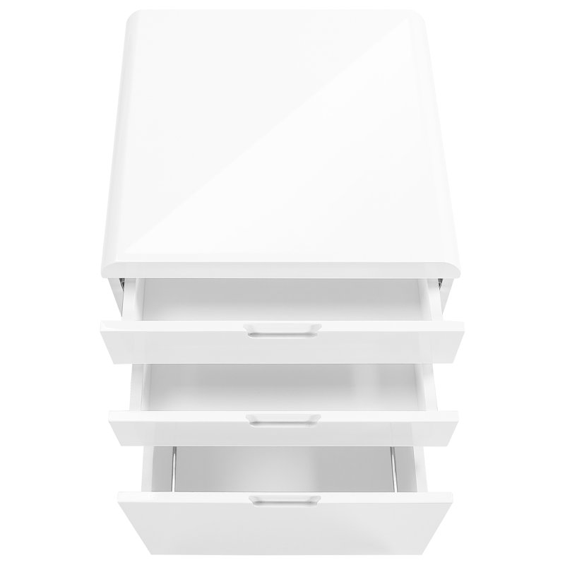Contemporary Rolling File Cabinet With Glossy White Surface And Functional Storage Coating, Office Drawers, Modern Printer Stand Smooth Working
