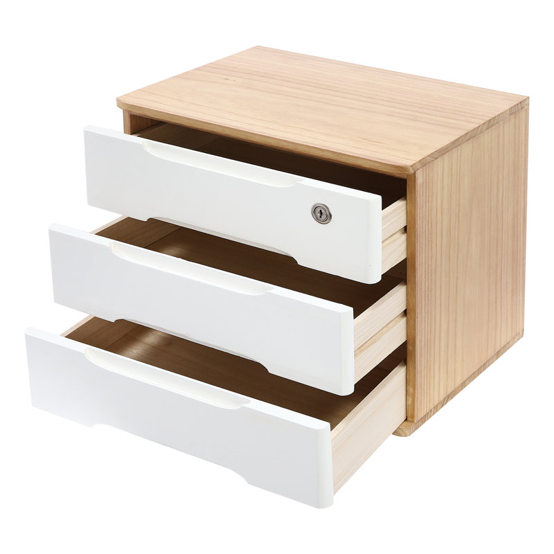 Villeroy Solid Wood Desk Organizer, White/Beige