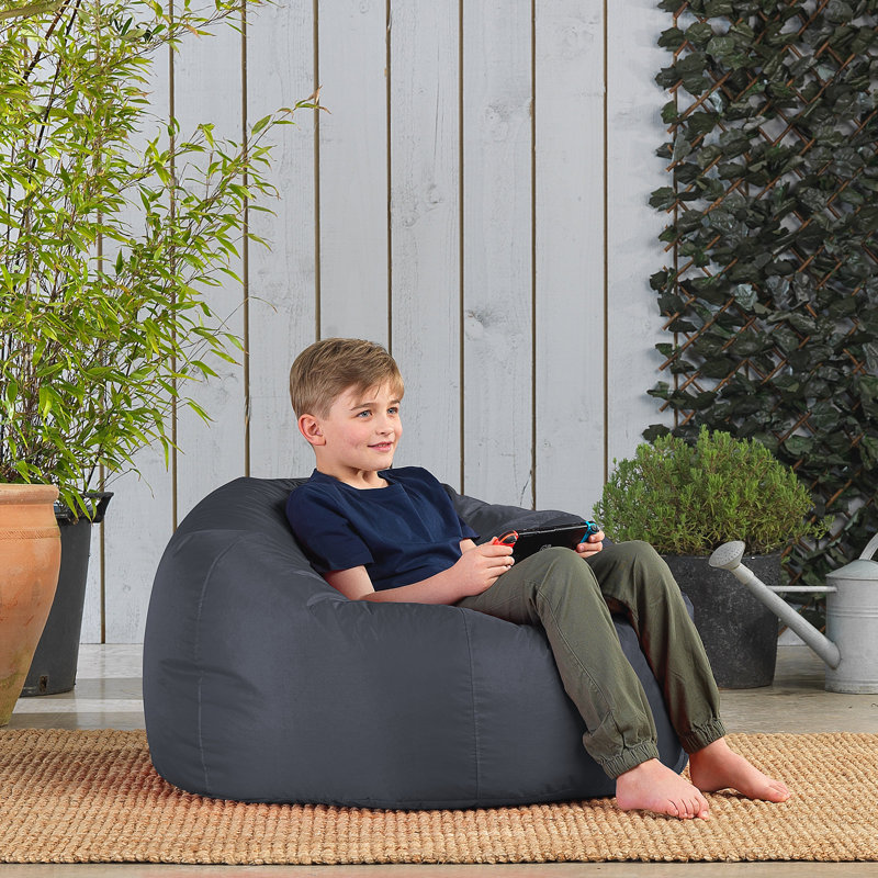 Bean Bag Bazaar Teen Classic Water-Resistant Bean Bag Chair, Charcoal Grey