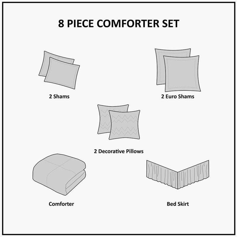 Ensemble d'édredon 8 pièces, Grand édredon et 6 pièces supplémentaires
