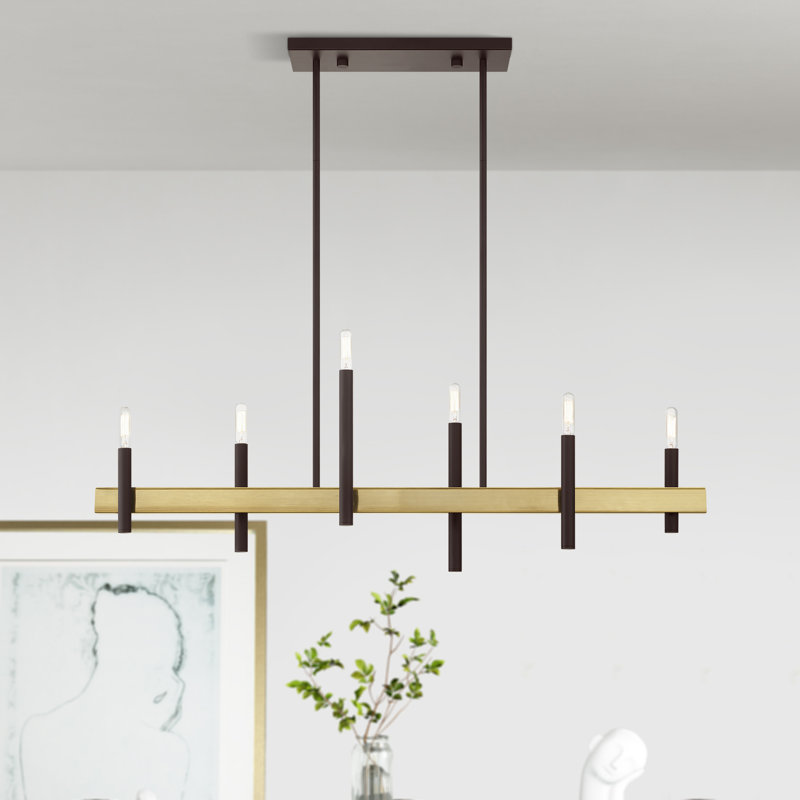 Arkeem 6 - Light Dimmable Linear Chandelier, Bronze/Antique Brass
