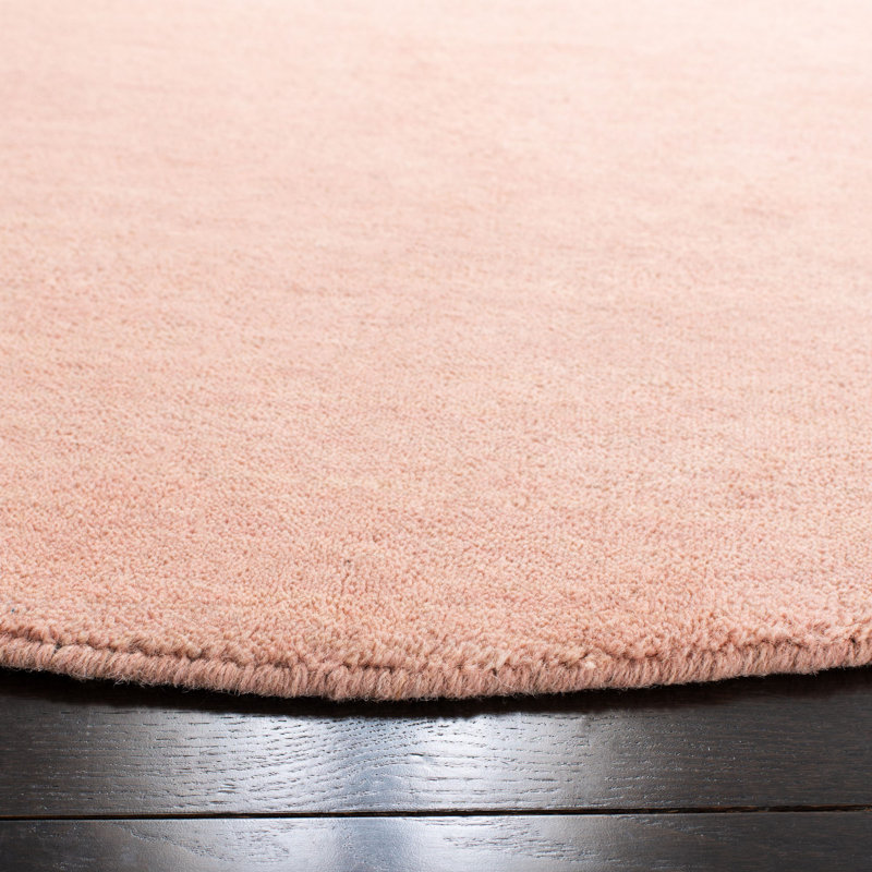 Ewen Hand Loomed Wool/Cotton Solid Color Rug in Light Pink, Round 6'