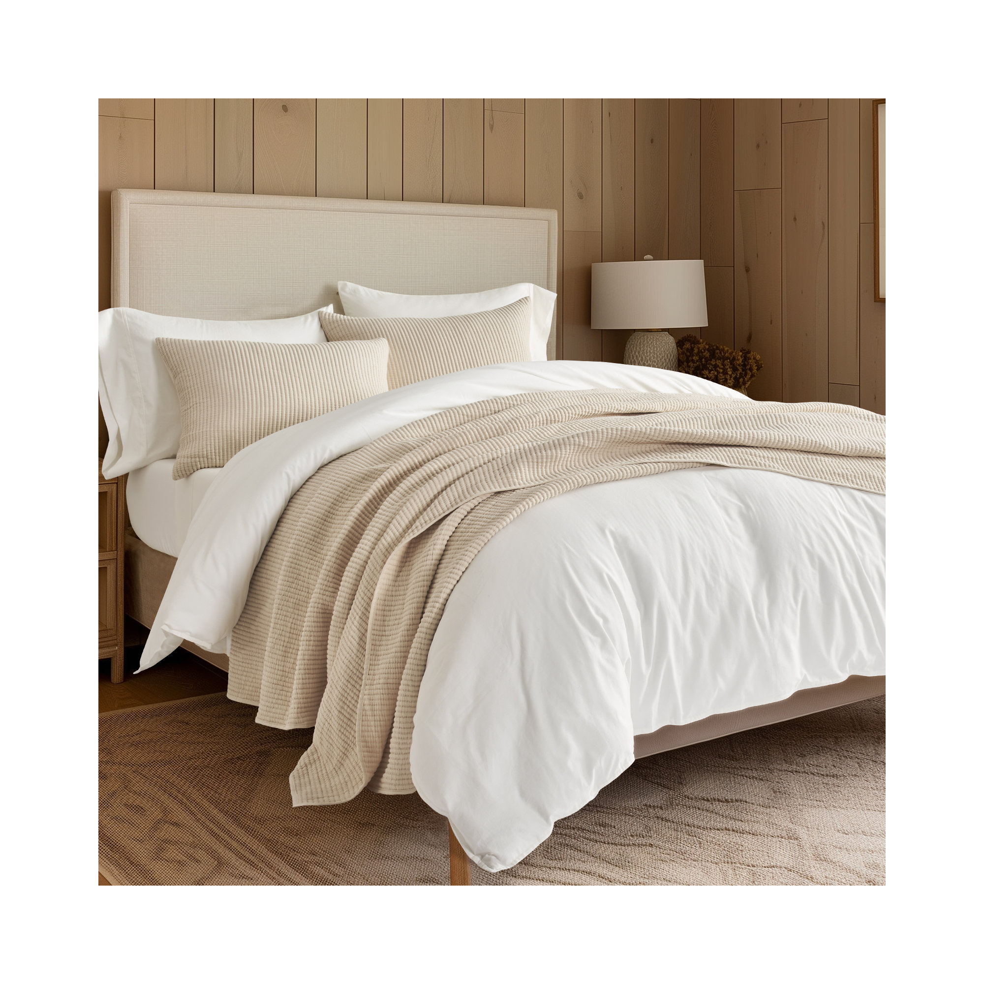 Ribbed Matelassé Cotton Coverlet Set, Washed Black, King Quilt + 2 King Shams