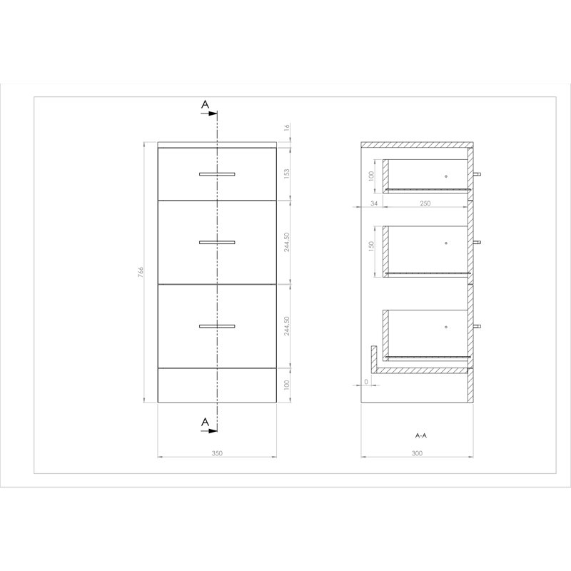 Mars Freestanding Bathroom Cabinet, 76.6cm H x 35cm W x 30cm D
