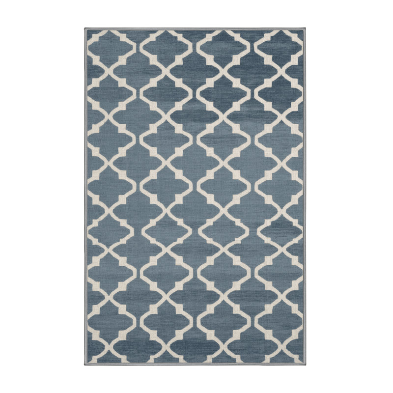 Tapis gris en treillis lavable à la machine, Rectangulaire 2 pi x 3 pi