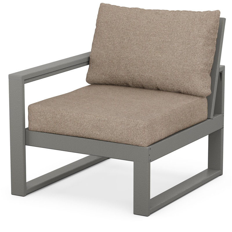 POLYWOOD Outdoor Lounge Chair, Slate Gray, Spiced Burlap