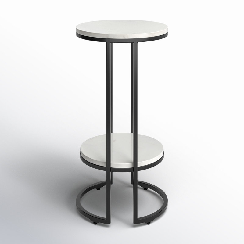 Marble Top End Table, White