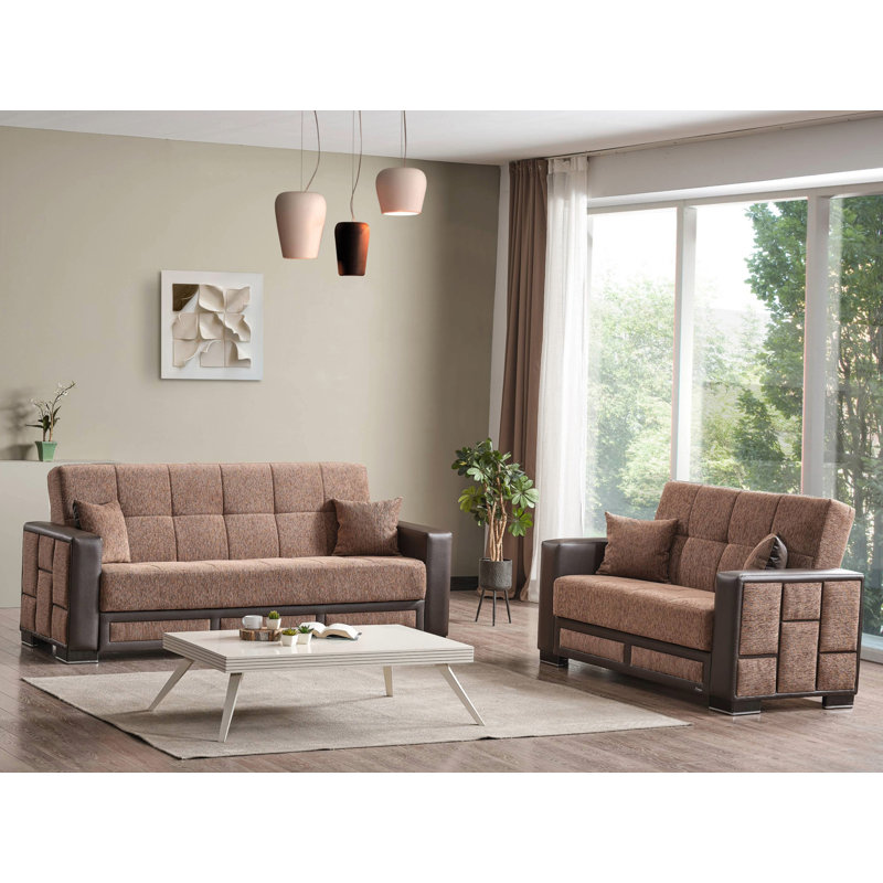 Canapé-lit convertible de 87 po avec rangement Nettleton, Brun