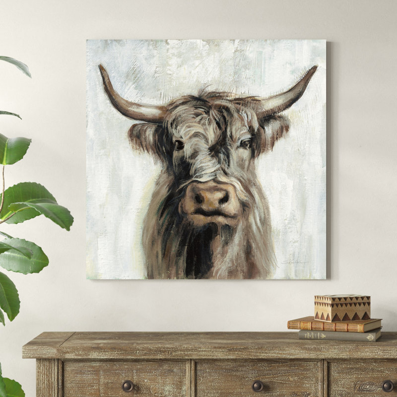 Vache Highland - brun, H 36 po x l 36 po x P 1,25 po