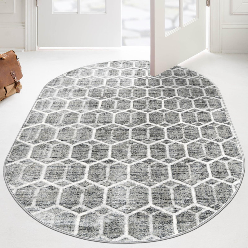 Eshin Abstract Indoor Rug, Oval 5'3" x 8'