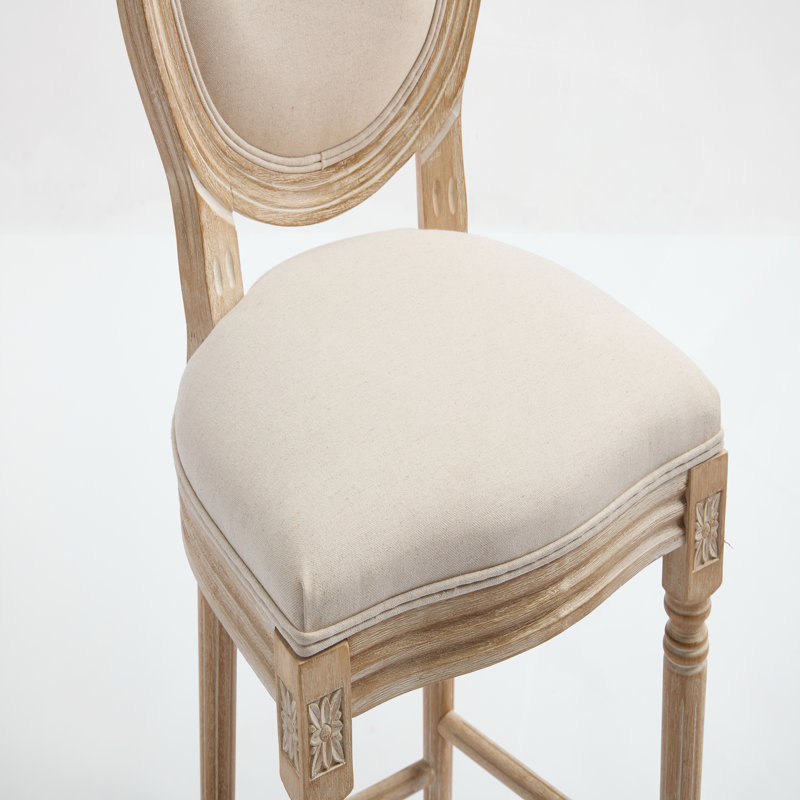 Ensemble de 2 chaises de salle à manger French Country, rembourrées avec dossier rond, tréfilées et sculptées, démontables pour une utilisation polyvalente, beige