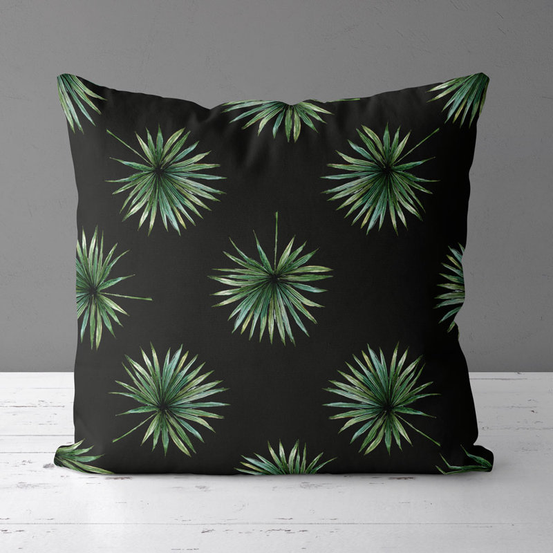 Housse de coussin carrée Venessa/insert, Noir/vert