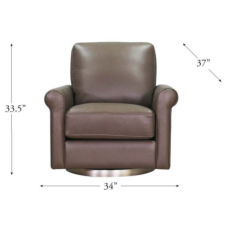 Fauteuil pivotant en cuir Pruszkow, Cuir véritable brun granit Laguna Pirouette