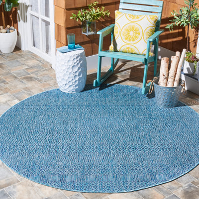 Breazeale Southwestern Aqua/Navy Indoor/Outdoor Area Rug
