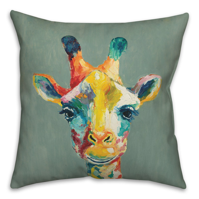 Housse de coussin pour l’extérieur à motif de girafe, Vert