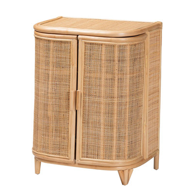 Armoire de rangement bohémienne en rotin naturel